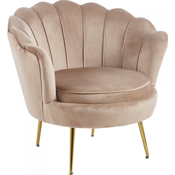 Kingsley lnestol - mrk beige fljl / Messing