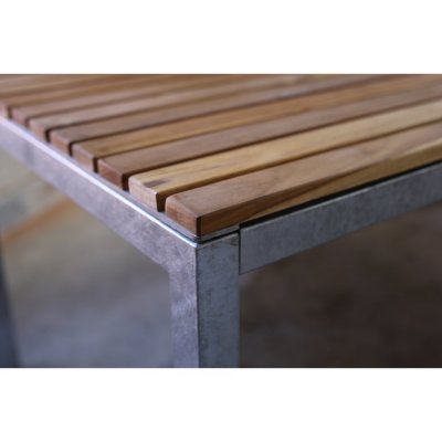 Alva spisebordsst 250x90 cm inkl. 8 stole - Teak / Galvaniseret stl + Trolie til mbler