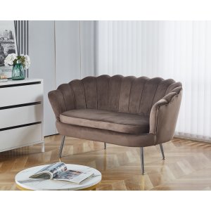 Kingsley 2-personers sofa brunt fløjl med ben i krom Kingsley 2-personers sofa brunt fløjl med ben i krom