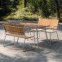 Mllan udendrsgruppe i teak: 2 sofaer med spisebord 120x80 cm