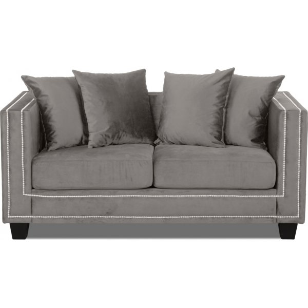 Tempel 2-personers sofa med nitter - Gr beige (Velvet)