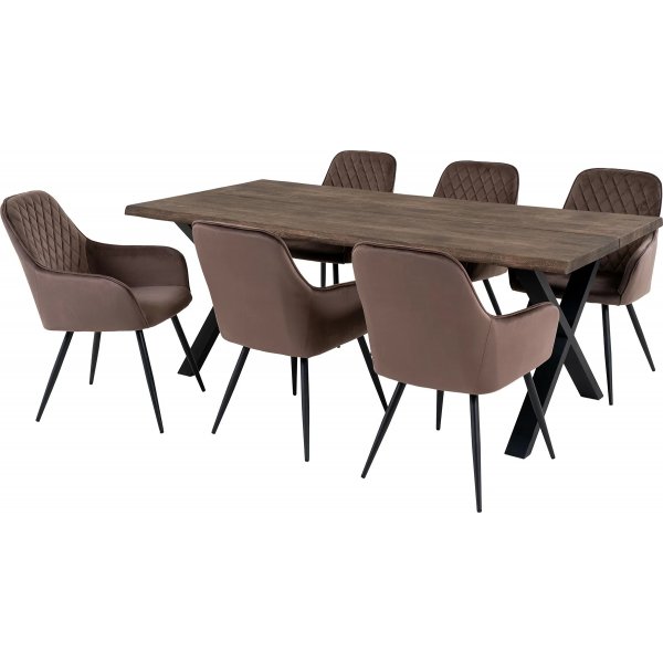 Toulon spisegruppe - Rget olieret eg/lysebrun + 4.00 x Mbelfdder