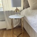 Kundebillede Palasso rundt lampebord - Messing/lys marmorering