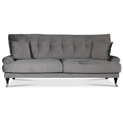 Adena 3-personers sofa - Slvgr fljl + Mbelplejest til tekstiler
