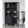 Cliff vitrineskab i blik (highboard) - Sort / Klarglas