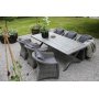 Oxford udendrs spisegruppe; grt bord 220 cm inkl. 6 Mercury lnestole gr syntetisk rattan