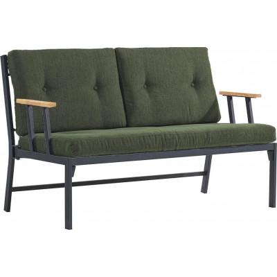 Lotus 2-personers udendrs sofa - Sort/grn + Mbelplejest til tekstiler
