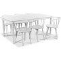Nomi spisegruppe 180 cm bord med 6 stk hvide Fredrik Pindestole med ramme + Pletfjerner til mbler