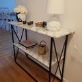 Kundebillede Hvid marmor bordplade - 110x35x81,5 cm