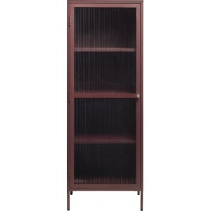 Dobb bordeaux metalskab med glaslge H160 cm