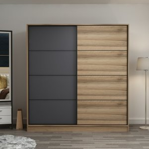 Kapusta garderobe 220x52x210 cm - Brun/antracit/brun