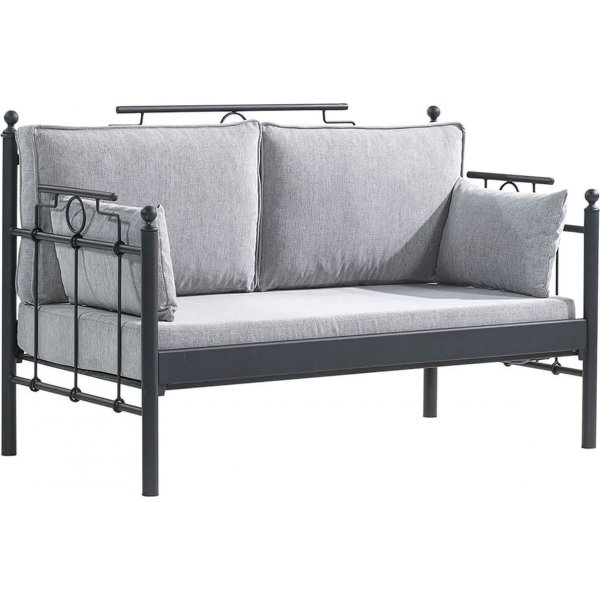 Hampus 2-personers udendrs sofa - Sort/fume + Pletfjerner til mbler