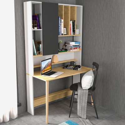 Tr skrivebord 120 x 60 cm - Hvid/eg