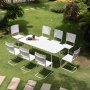 Holmsund fdevaregruppe; Bord 180x80 cm med 8 stole - hvid