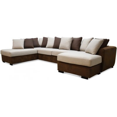 Delux U-sofa med ban ende venstre - Brun/Beige/Vintage + Mbelplejest til tekstiler