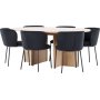 Spisebord Strada med 6 Edina stole - Sort/hvidkalket + 4.00 x Mbelfdder