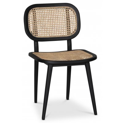 Sikns II stol - Sort / Rattan + Mbelplejest til tekstiler