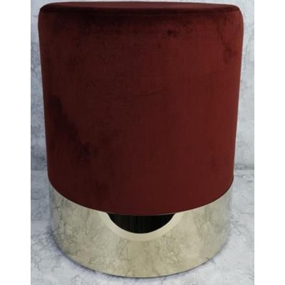 Rund siddepuf cylinderformet - Bordeaux (Fljl)/Messing