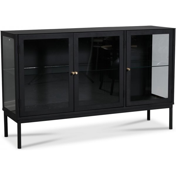 Revel sknk med vitrinedre - Sort/klart glas