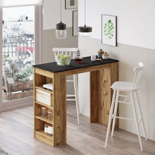 Style barbord 120 x 51,6 cm - Fyrretr/sort