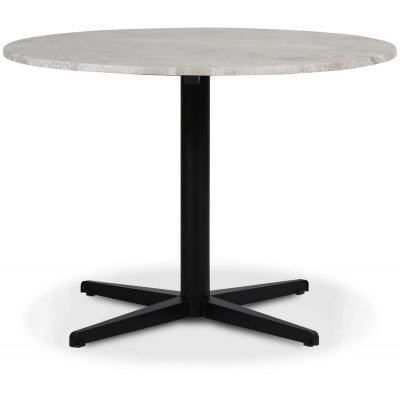 SOHO spisebord Ø105 cm - Mat sort krydsfod / Sølv marmor