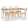 Fr spisebordsst; spisebord 180x90 cm - Hvid / olieret eg med 6 stk. Danderyd No.18 stole Whitewash