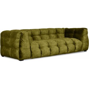 Bill 3-personers sofa i grnt stof + Pletfjerner til mbler