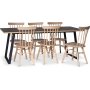 Edge 3.0 spisebordsst 190x90 cm inkl. 6 stk. hvidolierede Orust pindestole - Sort Hjtrykslaminat (HPL)