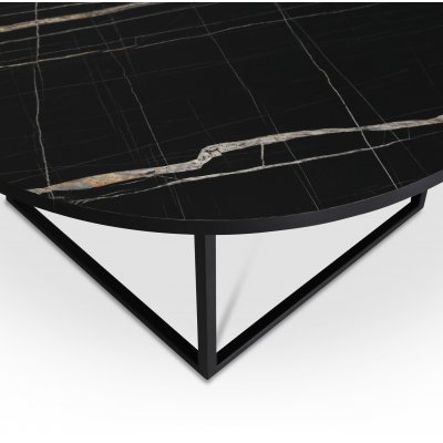 Sintorp spisebordsst, rundt spisebord 115 cm inkl. 4 stk. Castor pindestole - Sort marmor (Laminat) + Mbelfdder