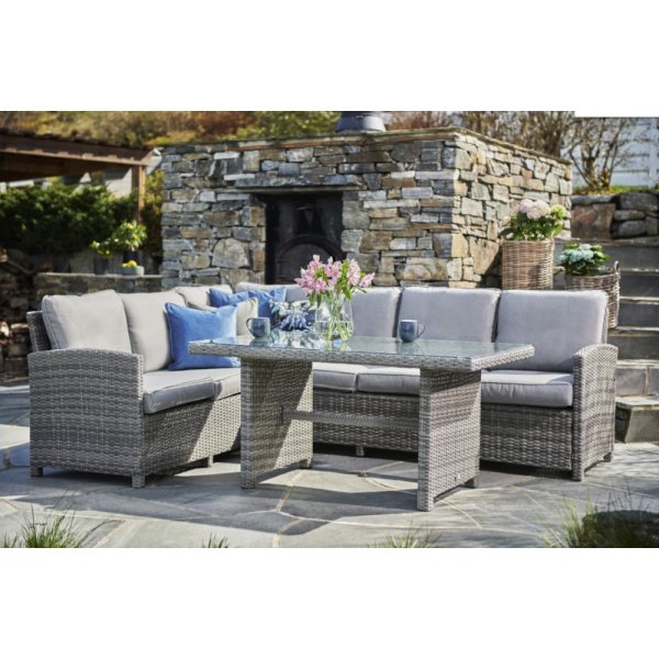 Moreno udendrs sofast venstre - Gr polyrattan