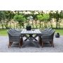 Oxford udendrs spisegruppe; grt bord 220 cm inkl. 6 Valetta lnestole gr syntetisk rattan