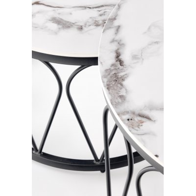 Formosa sofabord 60 cm - Hvid marmor/sort