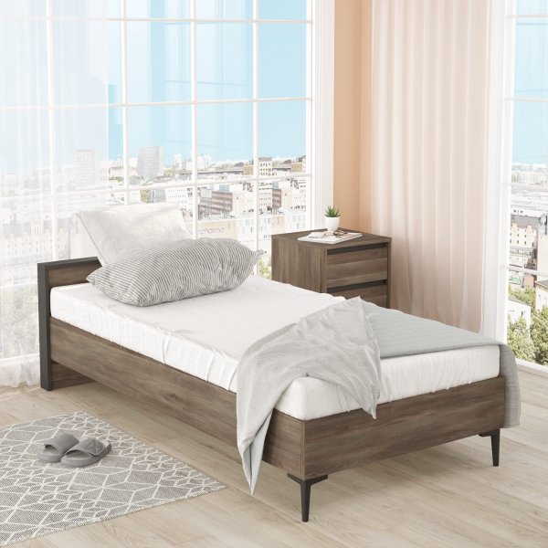 Aristo sengestel 90x190 cm - Brun/antracit