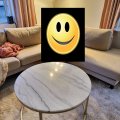 Kundebillede Accent sofabord rund 85 - Hvid marmor / Messingsfarvet