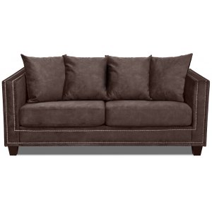 Tempel 2-personers sofa med nitter i brunt fljl