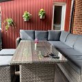 Kundebillede Båstad udendørs hjørnesofa til spisebord og fodskammler - Mørkegrå kunstig rotting