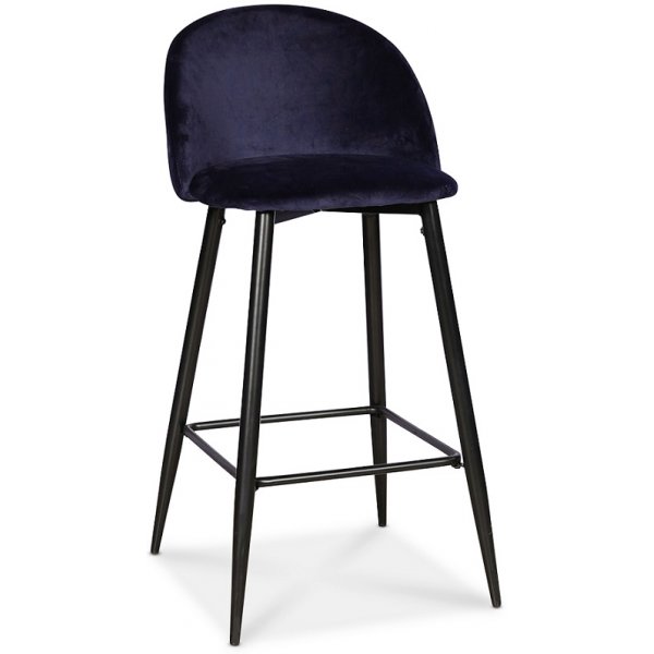 Giovani Velour barstol - Mrkebl fljl / Sorte ben