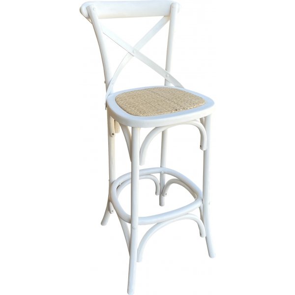 Vintage barstol sdehjde 72 cm - Rattan / hvid