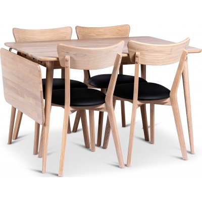 Odense spisebord 120-160x80 cm med 4 Eksj stole