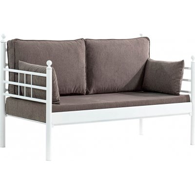Manyas 2-personers udendrs sofa - Hvid/brun + Mbelplejest til tekstiler