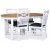 Fr spisebordsst; spisebord 160/210x90 cm - Hvid / olieret eg med 4 stk. Fr stole med kryds i ryggen og sde i grt stof