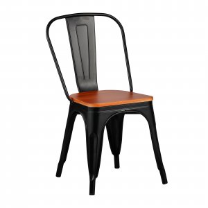 Montreux spisebordsstol af metal - Træsæde + Møbelplejesæt til tekstiler