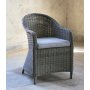 Spisebordsst Alva: Spisebord i teak / galvaniseret stl med 6 Mercury lnestole i gr polyrattan