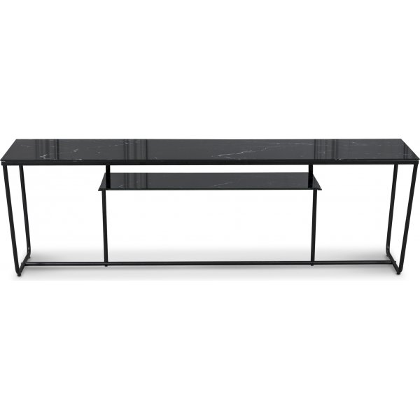 Stella mediebnk - Sort marmoreret glas / Sort mat base
