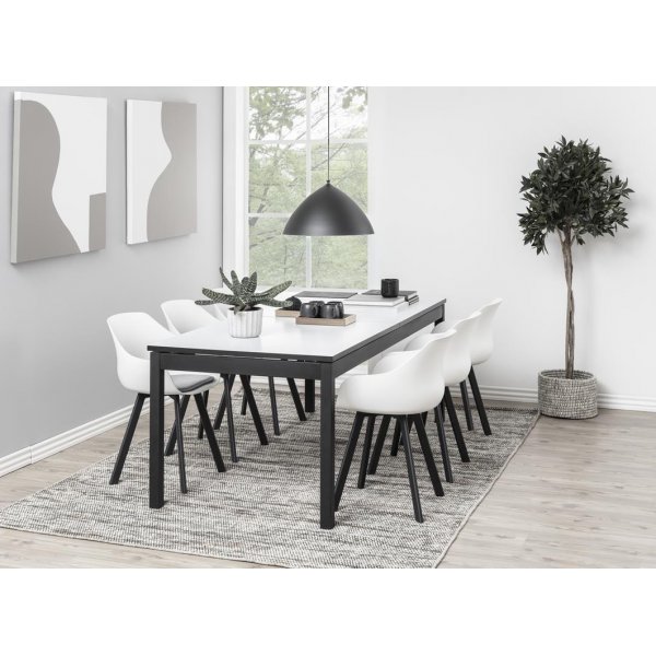 Norwalk spisebord XL 215-315cm - Hvid (HPL) / Sort