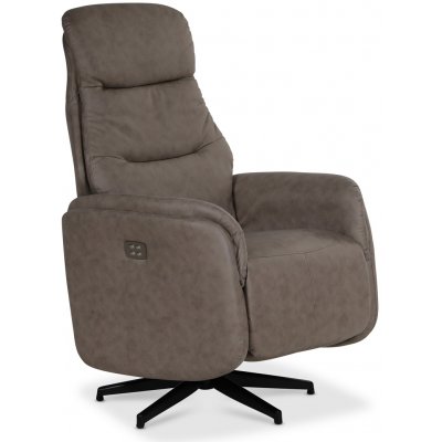Comfort Saga (el) reclinerlænestol med indbygget fodstøtte - Gråbeige ecolæder