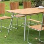 Mllan udendrsgruppe i teak: 6 lnestole med spisebord 176x90 cm