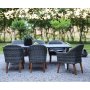 Oxford udendrs spisegruppe; gr/hvid bord 220 cm inkl. 6 Valetta lnestole gr syntetisk rattan
