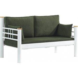 Kappis 2-personers udendrs sofa - Hvid/grn + Mbelplejest til tekstiler