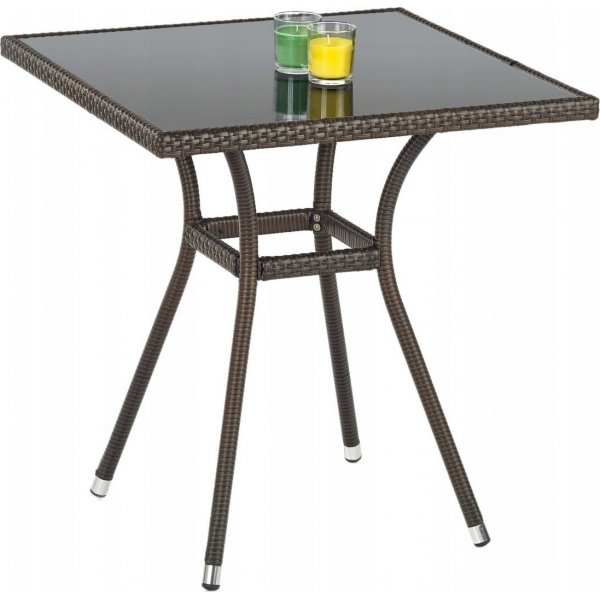 Benin spisebord 70 cm - Mrkebrun kunstrotting